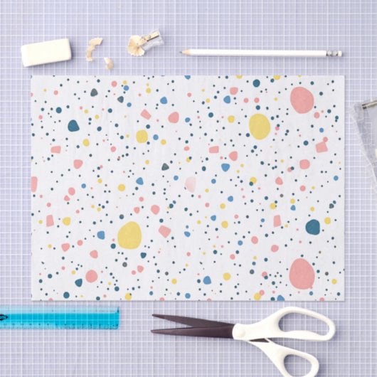 Modern Terrazzo Confetti Dots Pattern Pastel 薄葉紙 (クラフト)