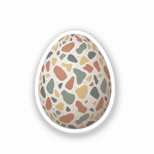 Modern Terrazzo Pattern Easter Egg Abstract  シール (正面)