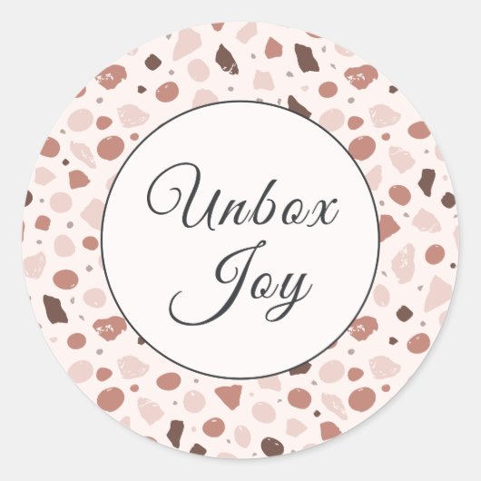 Modern Terrazzo | Trendy "Unbox Joy" ラウンドシール (正面)