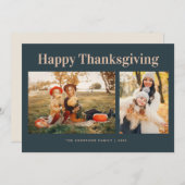 Modern Text Fall Happy Thanksgiving Photo  シーズンカード (正面/裏面)