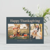 Modern Text Fall Happy Thanksgiving Photo  シーズンカード (スタンド正面)