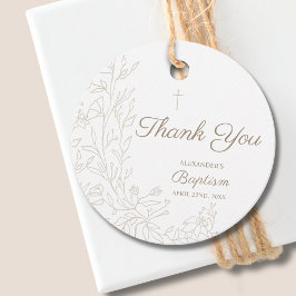 Modern Thank You Cross Floral Christian Baptism フェイバータグ