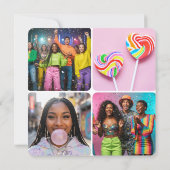 Modern Thank You Custom Photo Collage Party サンキューカード (裏面)