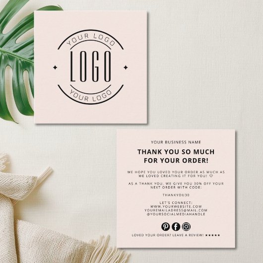 Modern thank you for your order simple logo スクエア名刺