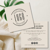 Modern thank you for your order simple logo スクエア名刺