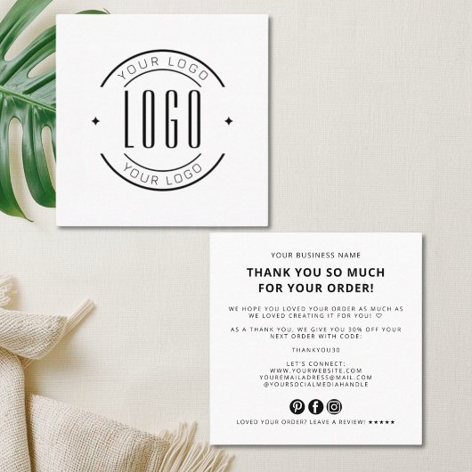 Modern thank you for your order simple logo スクエア名刺