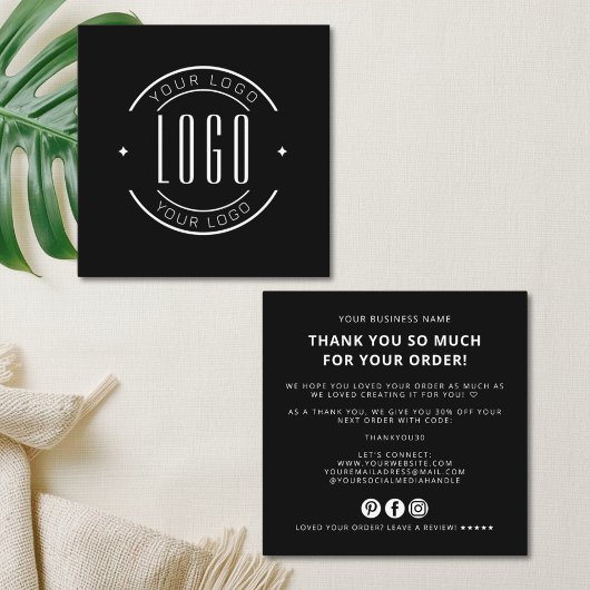 Modern thank you for your order simple logo スクエア名刺