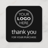 Modern Thank You Logo Small Business Black White スクエア名刺 (正面)