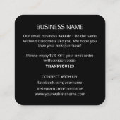 Modern Thank You Logo Small Business Black White スクエア名刺 (裏面)