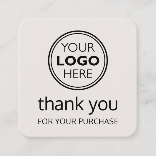 Modern Thank You Logo Small Business Off-White スクエア名刺 (正面)
