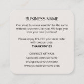 Modern Thank You Logo Small Business Off-White スクエア名刺 (裏面)