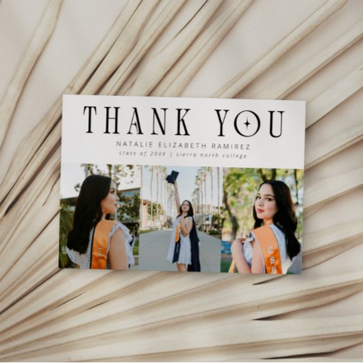 Modern Thank You Multi Photo White Graduation 案内状