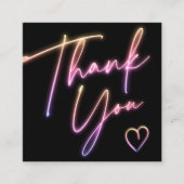 Modern thank you script order neon Qr code スクエア名刺 (正面)