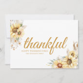 Modern Thankful Minimal Chic Happy Thanksgiving シーズンカード (正面)