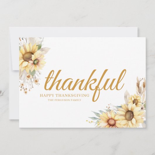 Modern Thankful Minimal Chic Happy Thanksgiving シーズンカード (正面)