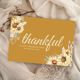 Modern Thankful Minimal Happy Thanksgiving シーズンカード
