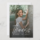 Modern Thanks Script Simple Photo Graduation サンキューカード (正面)