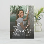 Modern Thanks Script Simple Photo Graduation サンキューカード (スタンド正面)