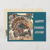 Modern Thanksgiving Turkey Post Card ポストカード (正面/裏面)