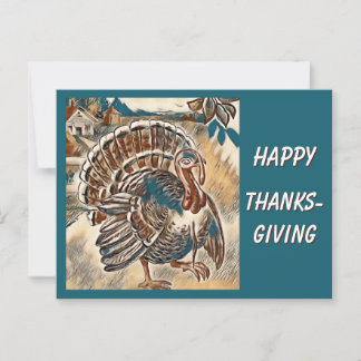 Modern Thanksgiving Turkey Post Card ポストカード