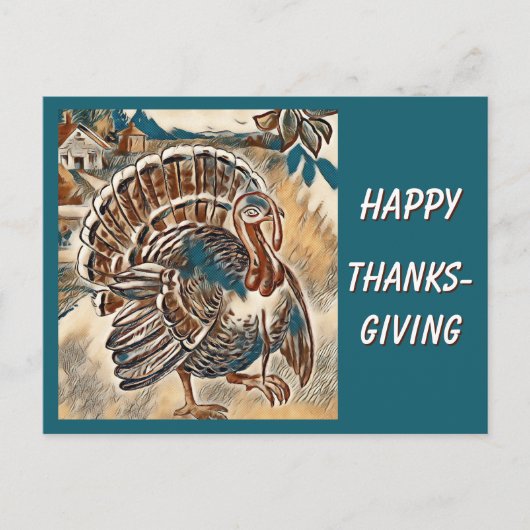 Modern Thanksgiving Turkey Post Card ポストカード (正面)