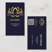 Modern Therapist Wellness Holographic Gold Lotus 名刺 (正面/裏面)