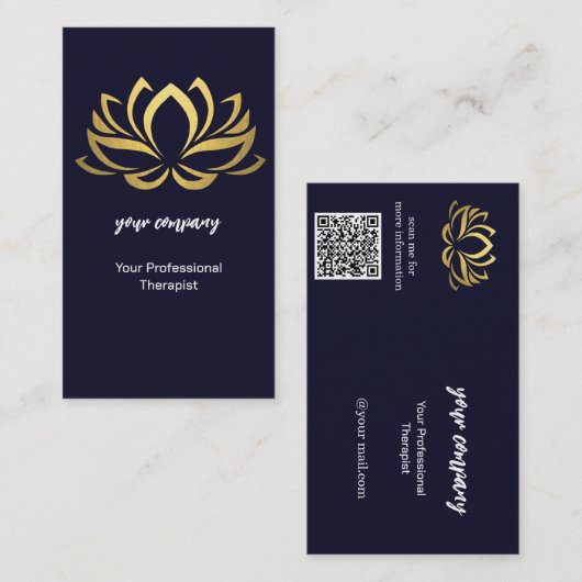 Modern Therapist Wellness Holographic Gold Lotus 名刺 (正面/裏面)