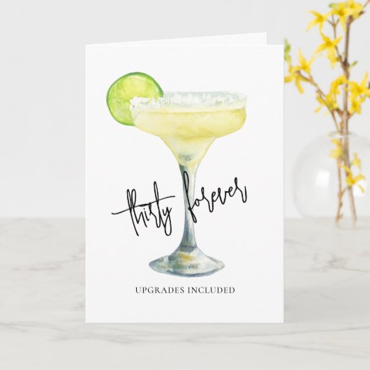 Modern Thirty Forever Funny Birthday カード (黄色い花)