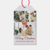 Modern Three-Photo Holiday Family Collage ギフトタグ (正面)