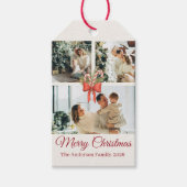Modern Three-Photo Holiday Family Collage ギフトタグ (正面)