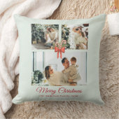 Modern Three-Photo Holiday Family Collage クッション (ブランケット)