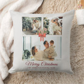 Modern Three-Photo Holiday Family Collage クッション (ブランケット)