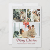 Modern Three-Photo Holiday Family Collage シーズンカード (正面)