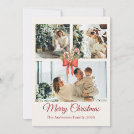 Modern Three-Photo Holiday Family Collage シーズンカード