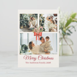 Modern Three-Photo Holiday Family Collage シーズンカード