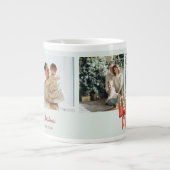Modern Three-Photo Holiday Family Collage ジャンボコーヒーマグカップ (正面)