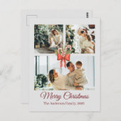 Modern Three-Photo Holiday Family Collage ポストカード (正面/裏面)