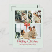 Modern Three-Photo Holiday Family Collage ポストカード (正面/裏面)