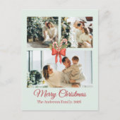 Modern Three-Photo Holiday Family Collage ポストカード (正面)