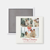Modern Three-Photo Holiday Family Collage マグネット (正面/裏面)