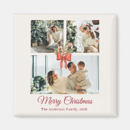 Modern Three-Photo Holiday Family Collage マグネット