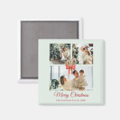 Modern Three-Photo Holiday Family Collage マグネット (正面/裏面)