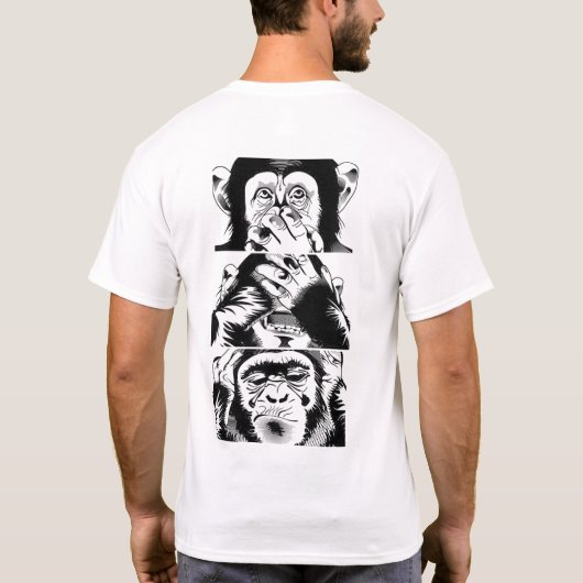 Modern Three Wise Monkeys Graphic T-Shirt  Tシャツ (裏面)