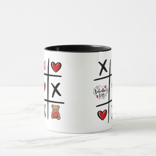 Modern Tic Tac Toe Valentines Day Initial マグカップ (中央)
