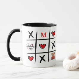 Modern Tic Tac Toe Valentines Day Initial マグカップ