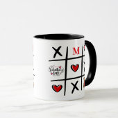 Modern Tic Tac Toe Valentines Day Initial マグカップ (正面右)