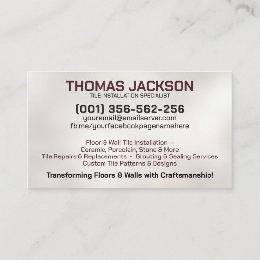 Modern Tiling Services Black Marble Tile Collage 名刺 (裏面)