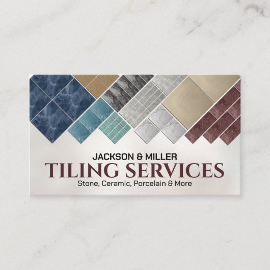 Modern Tiling Services Black Marble Tile Collage 名刺 (正面)