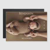 Modern Timeless Photo Magnetic Baby Announcement (正面/裏面)