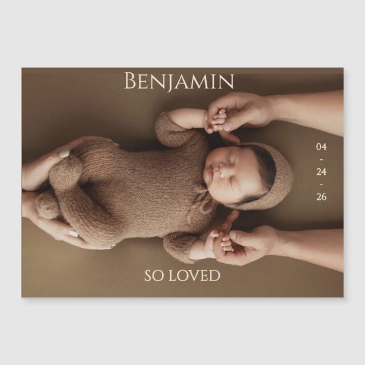 Modern Timeless Photo Magnetic Baby Announcement (正面)